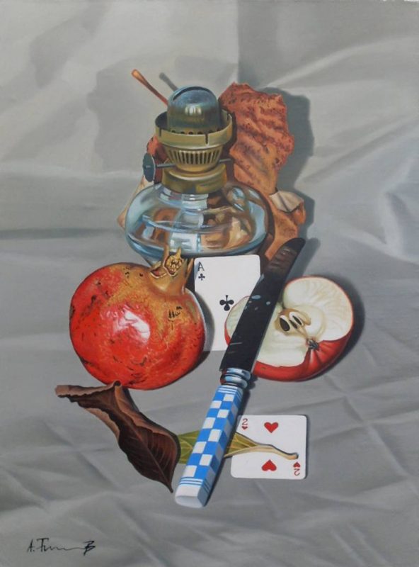 Alexander Titorenkov - Still life with pomegranate and knife