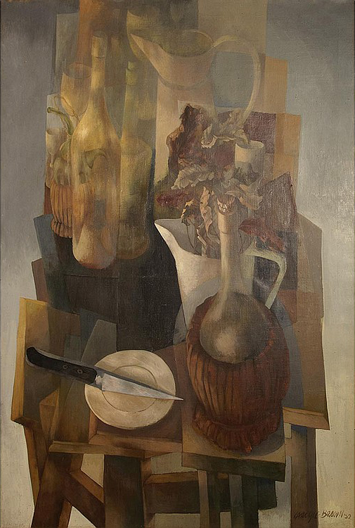 Carlyle Brown, 1919-1963, Still Life with a Pitcher of Flowers, Jug and Knife, 1952